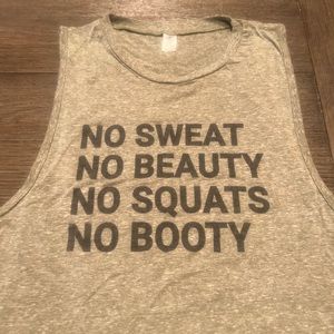 Women’s workout tank - funny print - size medium - olive green